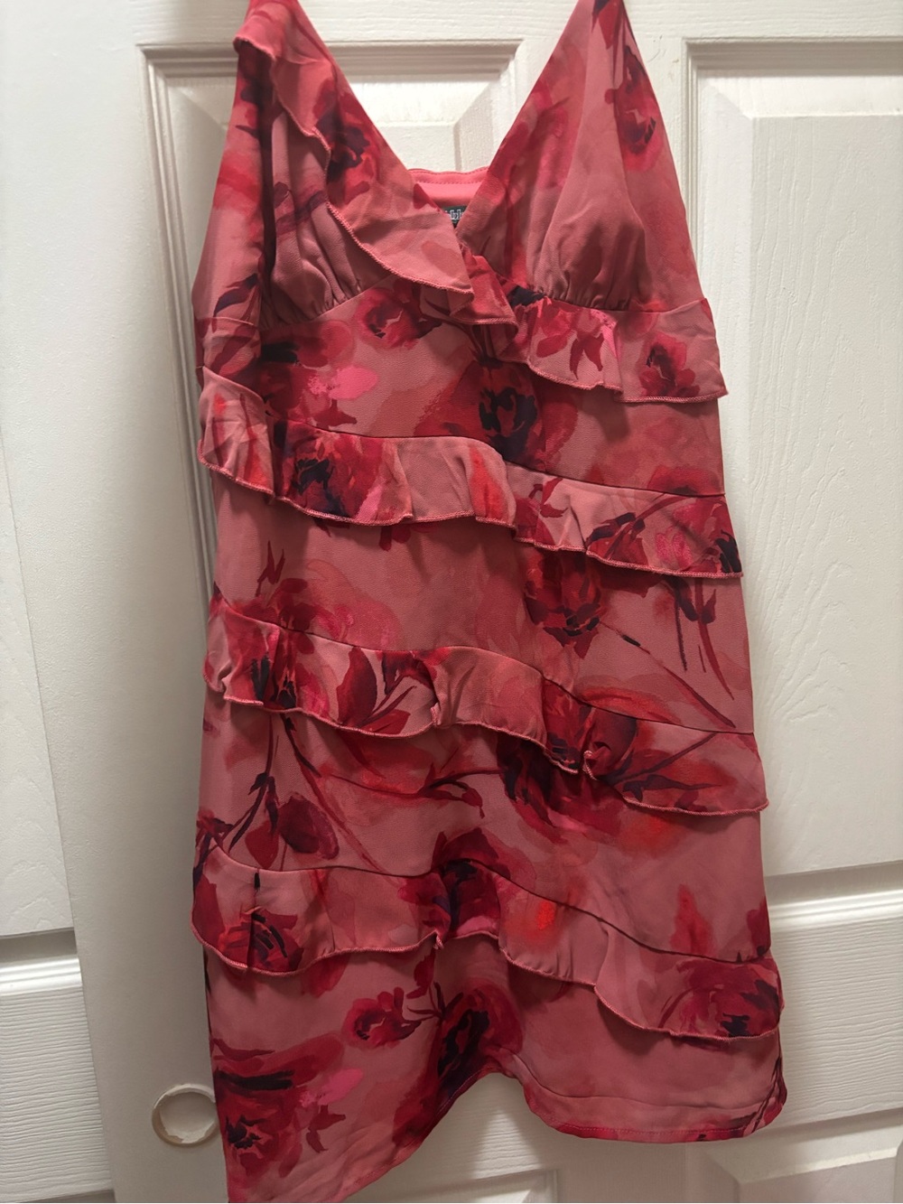 Women's Pink Floral Ruffle dress